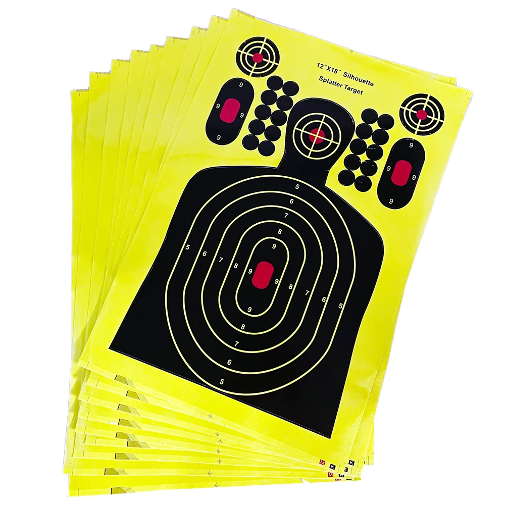 

12"X18" Self-Adhesive Splatter Splash & Reactive(Color Impact) Shooting Sticker Targets(Man Silhouette) 10 Pcs/Pack 12"X18" Self