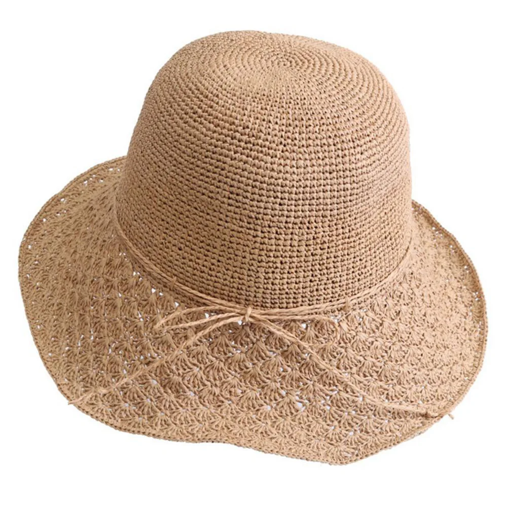 

Hand Made Straw Sun Hat Women Korean Summer Outdoor Sunshade Cap Female Beach Seaside Sun Protection Foldable Casual Hats H7374