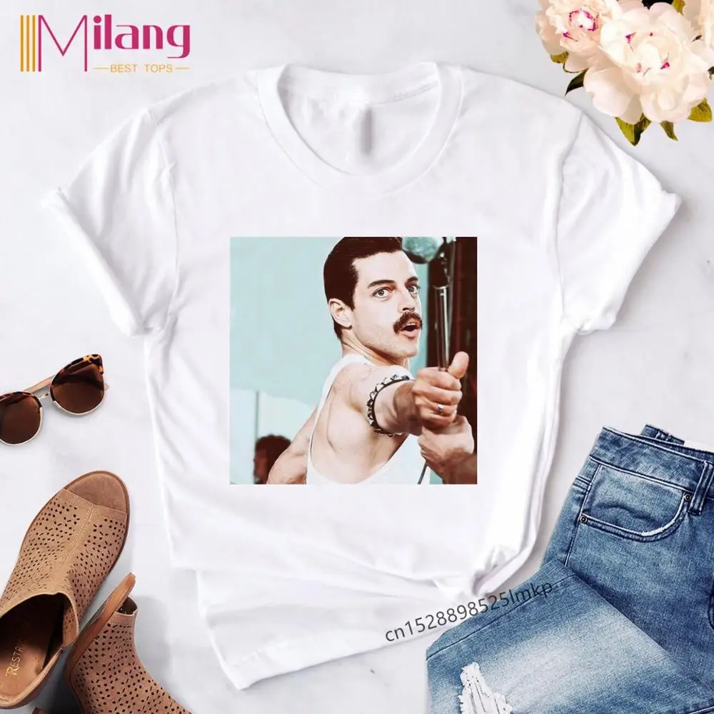 Women Freddie Mercury T shirt 2020 Summer The Queen Band Black T-shirts Female Short Sleeve Tees Rock Clothing Girl Tops Tshirt