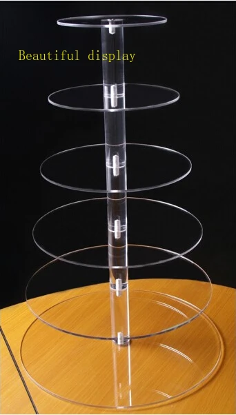 

Circle Acrylic Wedding Party Cake StandWholesale price Great quality 6 Tier Round Cardboard Cupcake Display Stand decoration