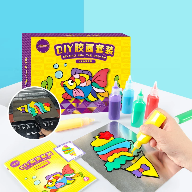 

DIY Handmade Drawing Toys Kids Cartoon Glue Tempera Painting Toys For Children Kindergarten Art Baby Toys Sets Birthday Gifts