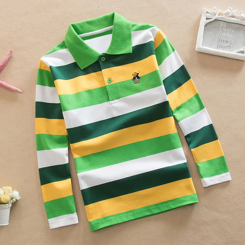 Spring and autumn boys long-sleeved T-shirt Korean T-shirt lapel polo shirt 100-170cm