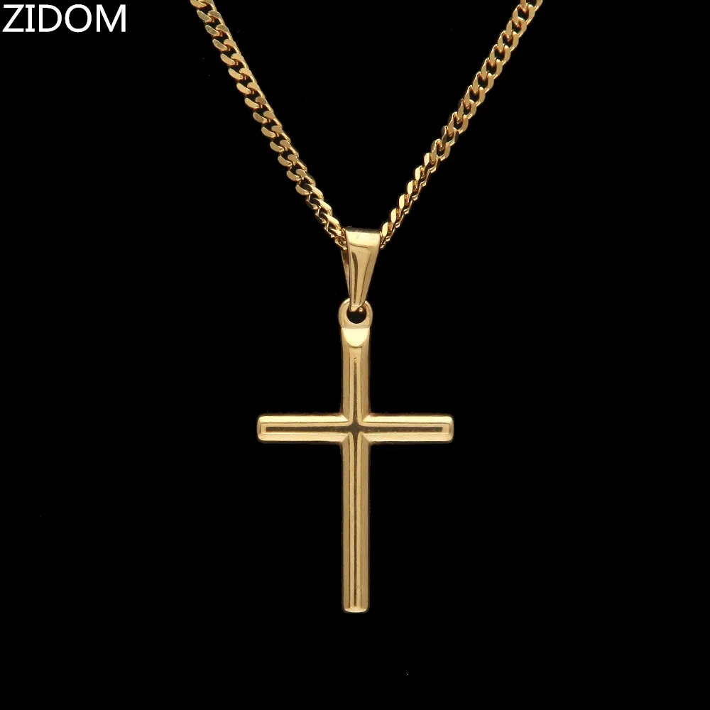 Gold Color Stainless Steel Cross pendant necklaces Men Hiphop/Rock fashion vintage necklace male  jewelry gifts Drop shipping