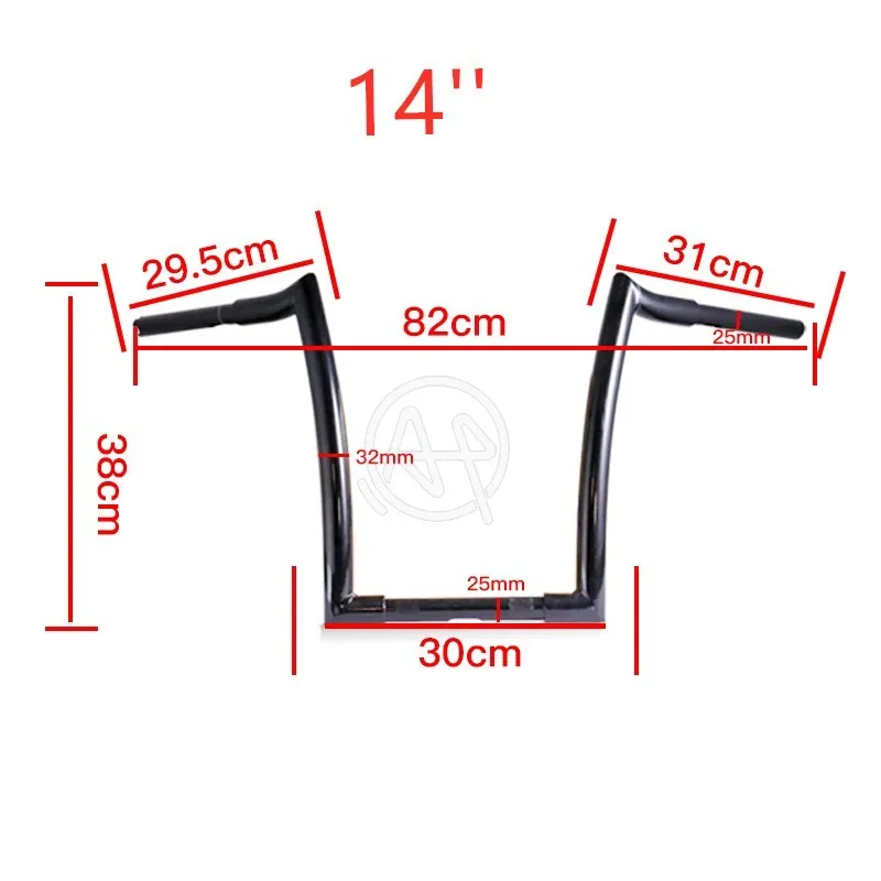 25mm 1 "Motorfiets 14" 16 "18" Riser APE Motor Hanger Bars 1-1/4 "Motorfiets Stuur Z Bar Voor Harley Sportster 48 Touring - afbeelding 1