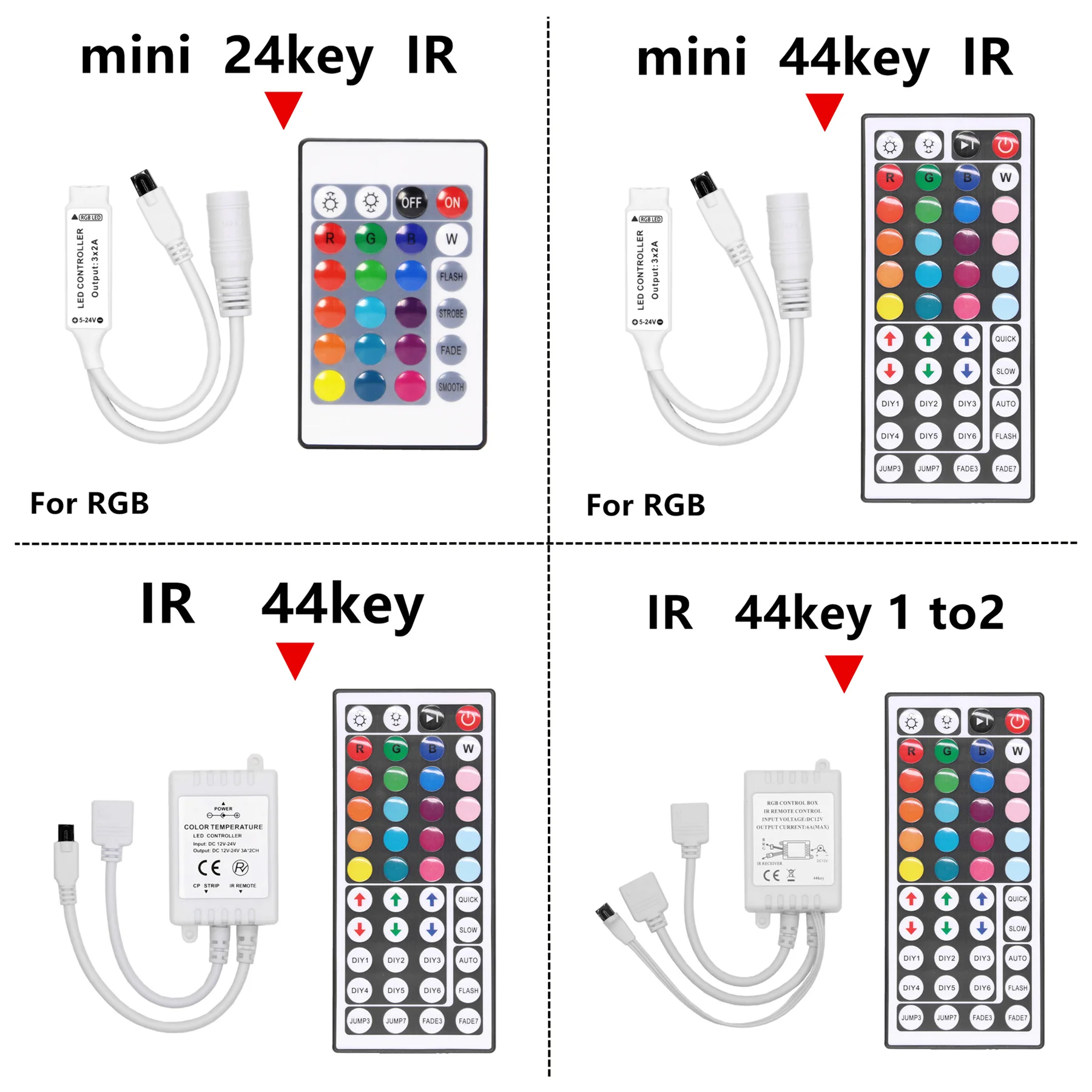 44 tasti LED RGB Controller DC12V IR/RF Remote Controller per SMD 3528 5050 RGB Luci di Striscia del LED