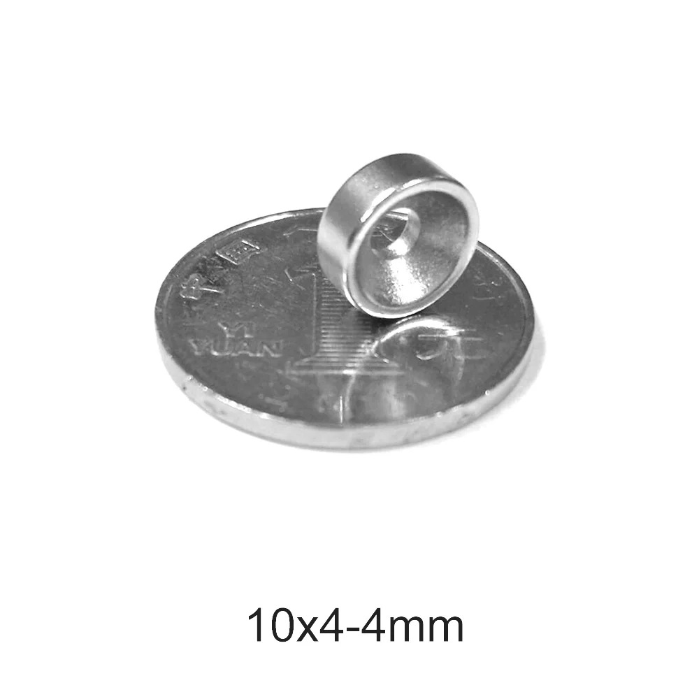 10~300PCS 10x4-4 Stong Permanent NdFeB Strong Magnets 10x4 mm Hole 4 mm Round Countersunk Neodymium Magnetic Magnet 10*4-4 10*4