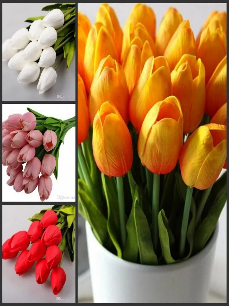 

50 pcs/lot Tulip Artificial Flower PU Artificial bouquet Real touch flowers For Home Wedding decoratiom Supplies