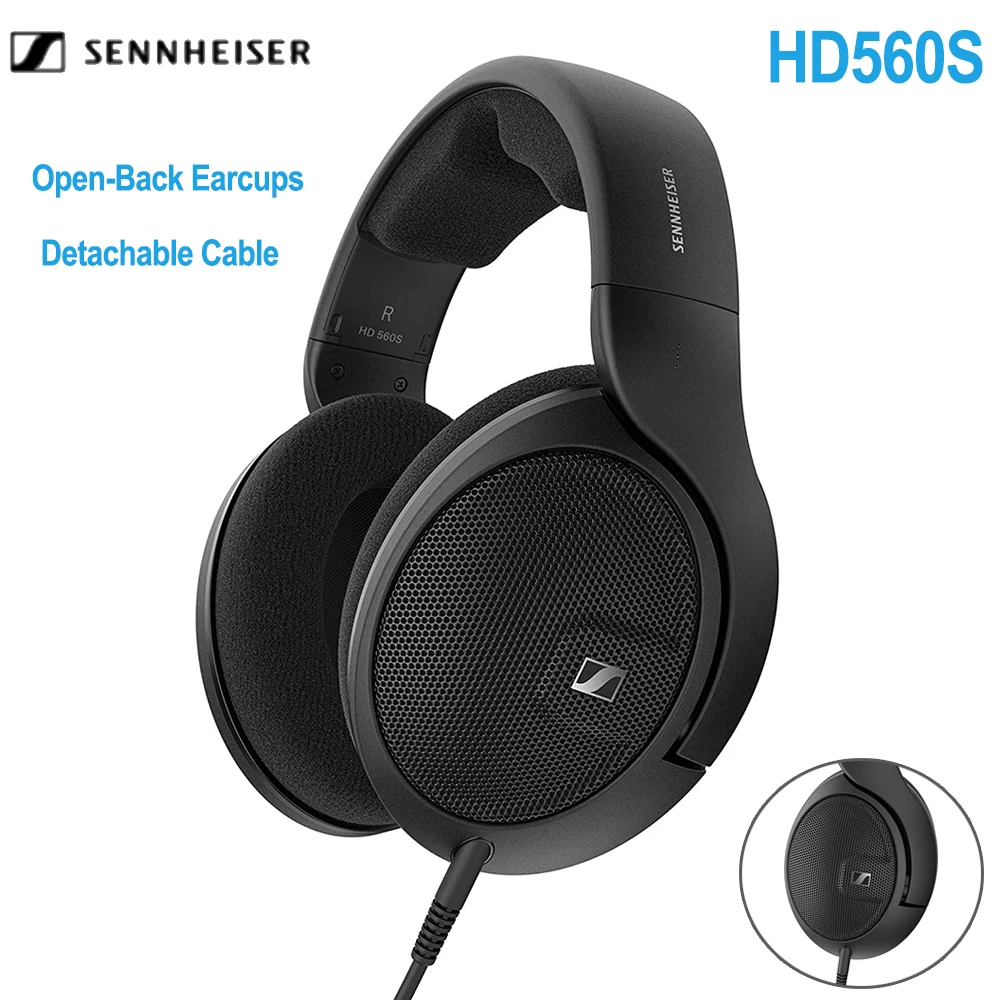 Sennheiser HD 560s Over-The-Ear Audiophile Headphones Neutral Frequency Response Sound Field Open-Back Earcups Detachable Cable