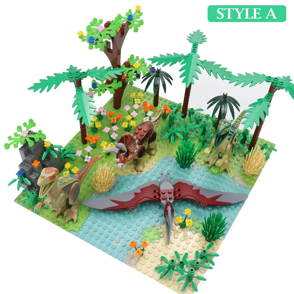 New Jurassic Dinosaur World Tree Forest Animal Action Figures Building Blocks Compatible City DIY MOC Bricks Kids Toys