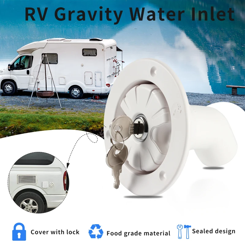 TYTXRV RV Accessories Caravan White Round Gravity Water Inlet with Lock for RV Boat Camper Trailer Exterior Hatch