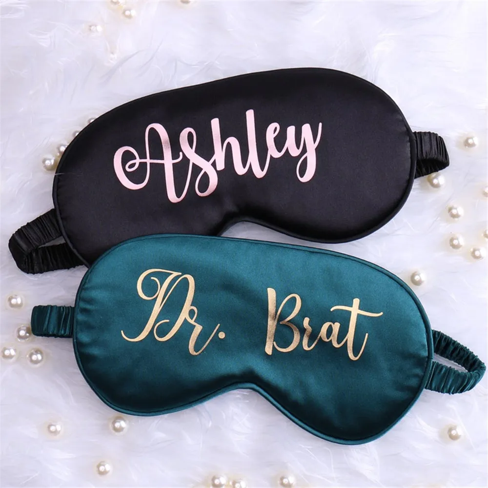 8 Colors Personalized Sleep Eye Mask Custom Name Satin Eye Mask Letter Printed Bachelorette Party Gifts Soft Sleeping Eye Mask