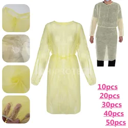 Yellow 10/100PCS disposable protective isolation suit anti-oil and anti-greasy nurse suit anti-fog nursing suit