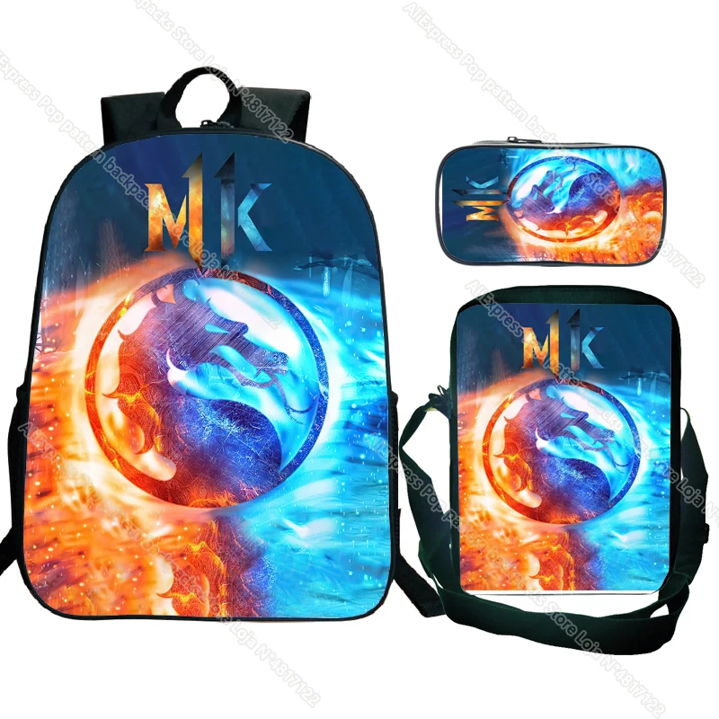 Imagem -06 - Conjunto Mortal Kombat Mochila Adolescentes Meninos Meninas Bolsas de Escola Ortopédicos para Crianças Estudantes Chlidren Bolsa de Livro Peças