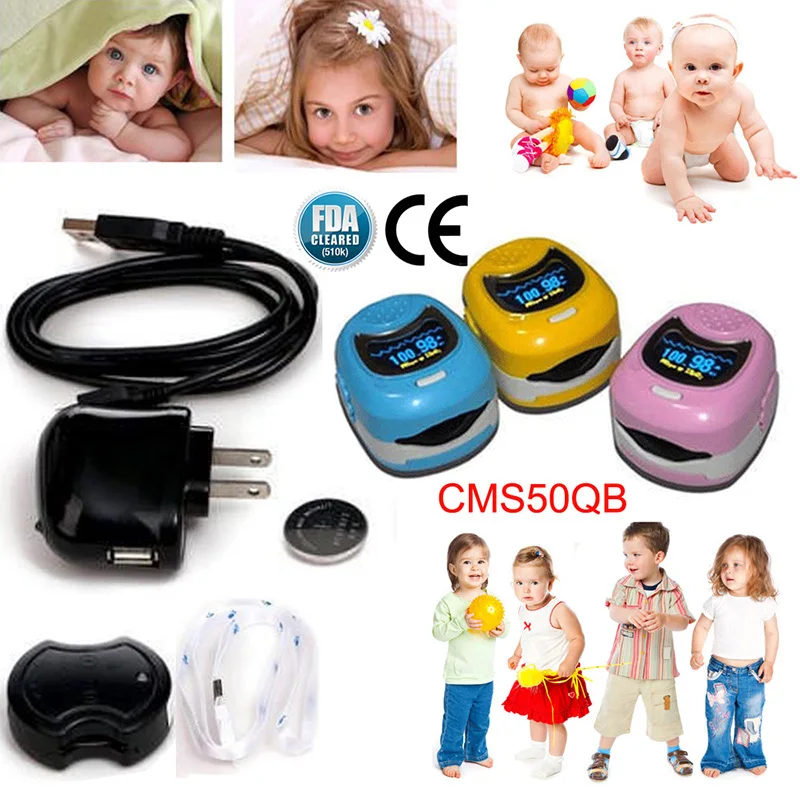 CMS50QB Children OLED Fingertip Pulse Oximeter Infant Baby Kids Pediatric Blood Oxygen SPO2 Heart Rate Monitor Oxymeter