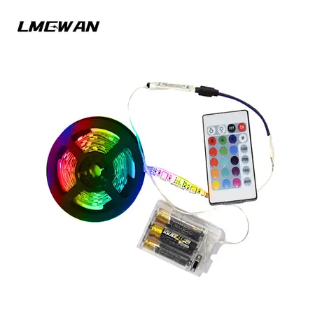 Bande LED RGB DC5V SMD5050, alimentation par batterie flexible et étanche avec télécommande, éclairage de décoration TV