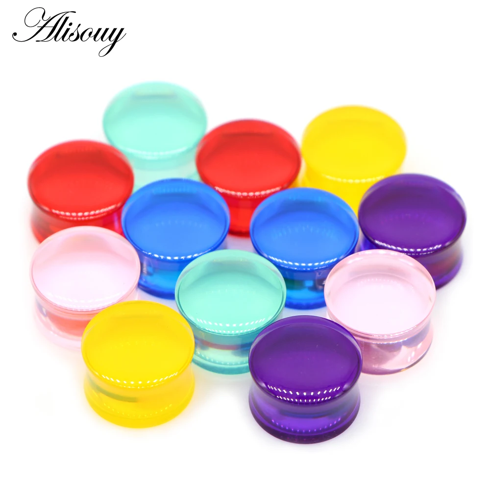 Alisouy 2 PCS Multicolor Acrylic Ear Stretchers Plugs and Tunnels Pink Green Ear Plugs Gauge 8-30mm Flesh Body Piercing Jewelry