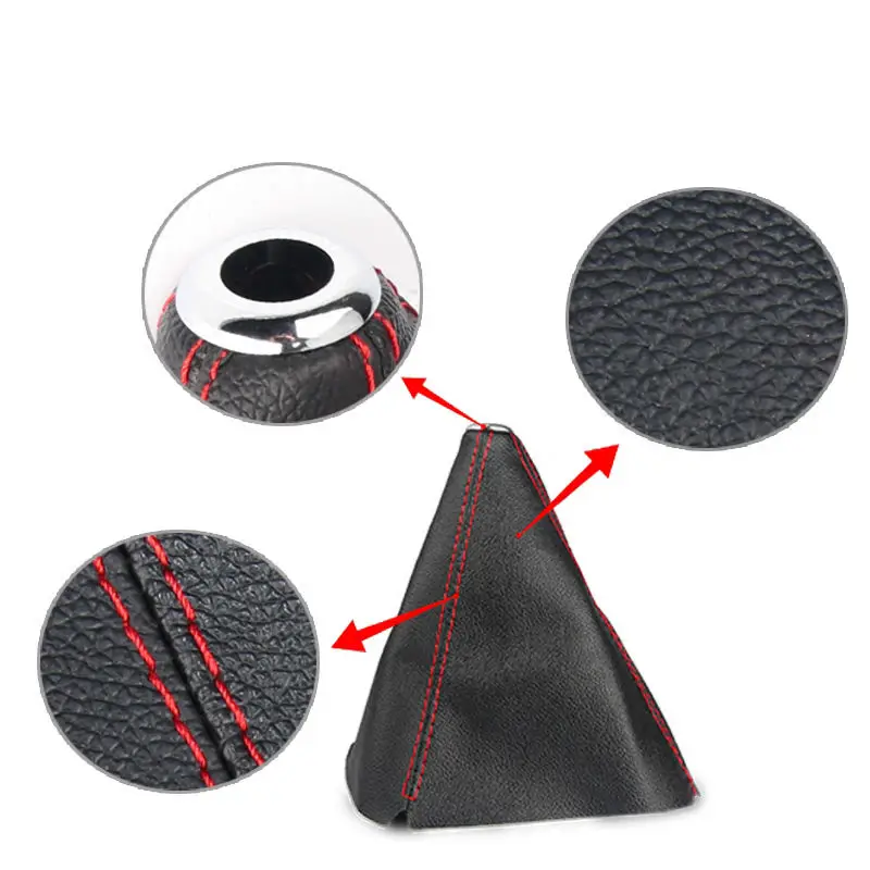 Leather Short Shifter AT MT Shift Knob Shifter Gear Knob Boot Cover For Ford Galaxy Mondeo 3 4 S max C max Honda