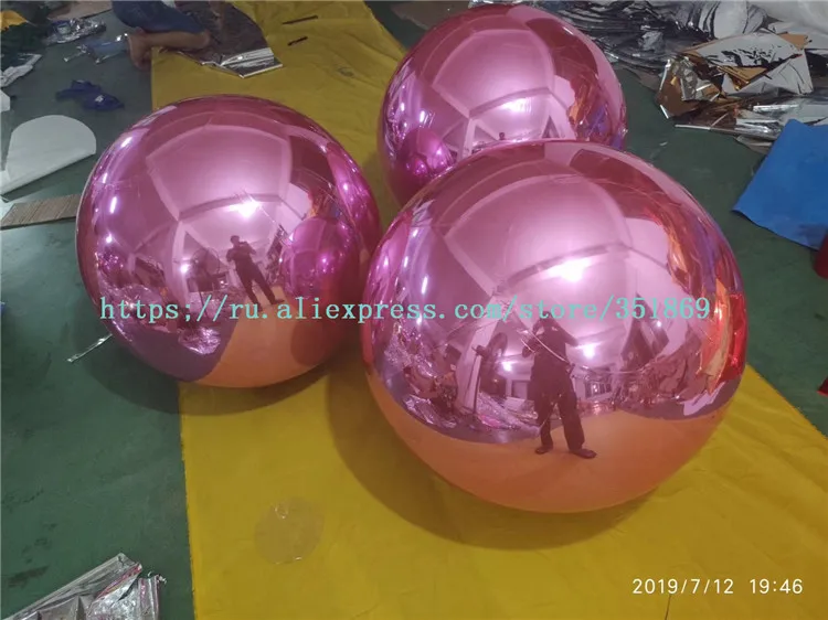 pink gold PVC Inflatable mirror decoration Ball ,Christmas globe Ball Reflect Light wedding Mirror Ball For Stage Exhibition