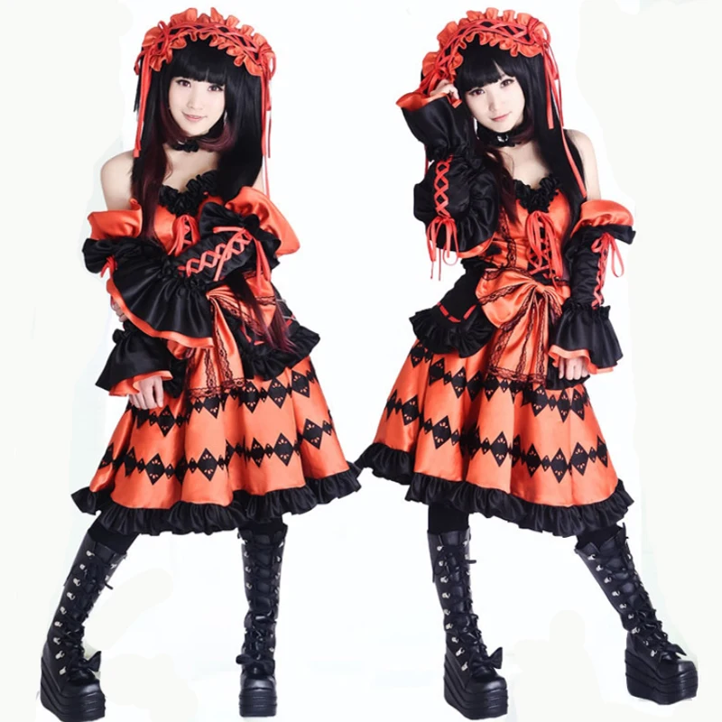 Date A Live Cosplay Costume Tokisaki Kurumi Hallween Party Costume Fashion Dress For Women Girl