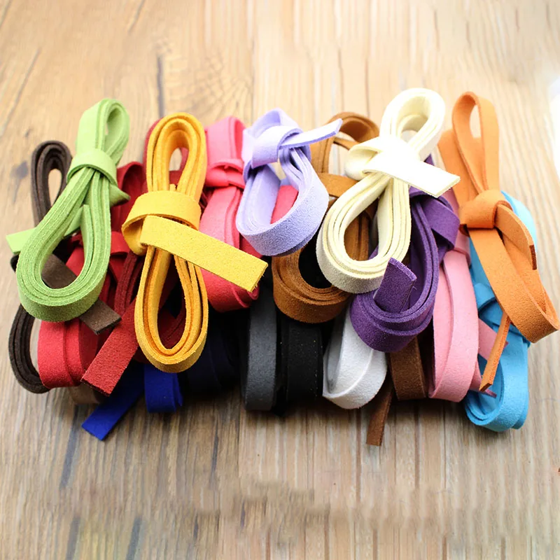 2M 10mm Width Flat Faux Suede Leather Cord Korean Velvet Leather Rope String for DIY Bracelet Necklace Jewelry Making Findings