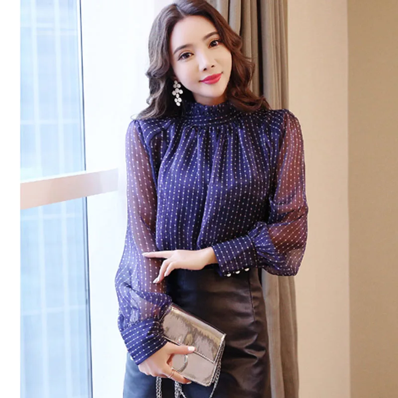 New arrived 2024 spring blouse women long sleeved shirt female Elegant fashion loose Retro Vintage blouse office lady clothing