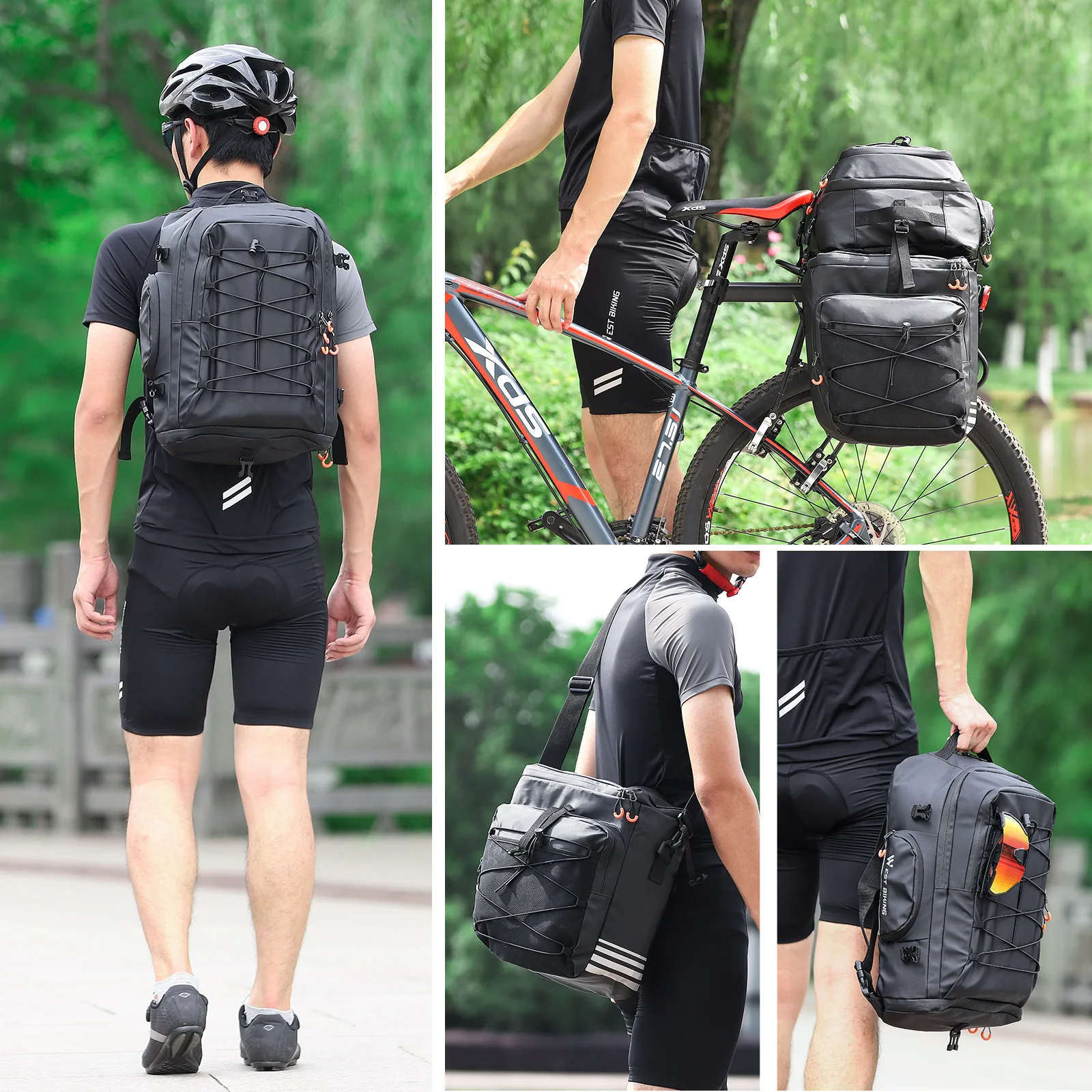 WEST BIKING Multifunctional Bike Bag Rear Seat Trunk Bag Waterproof Bicycle Pannier MTB Mountain Cycling Luggage Sport Backpack