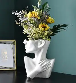 

MODERN MINIMALIST HALF-LENGTH PORTRAIT CERAMIC FLOWERPOT INDOOR VASE WHITE FACE WATER CULTURE FLOWER HOME CREATIVE ORNAMENTS