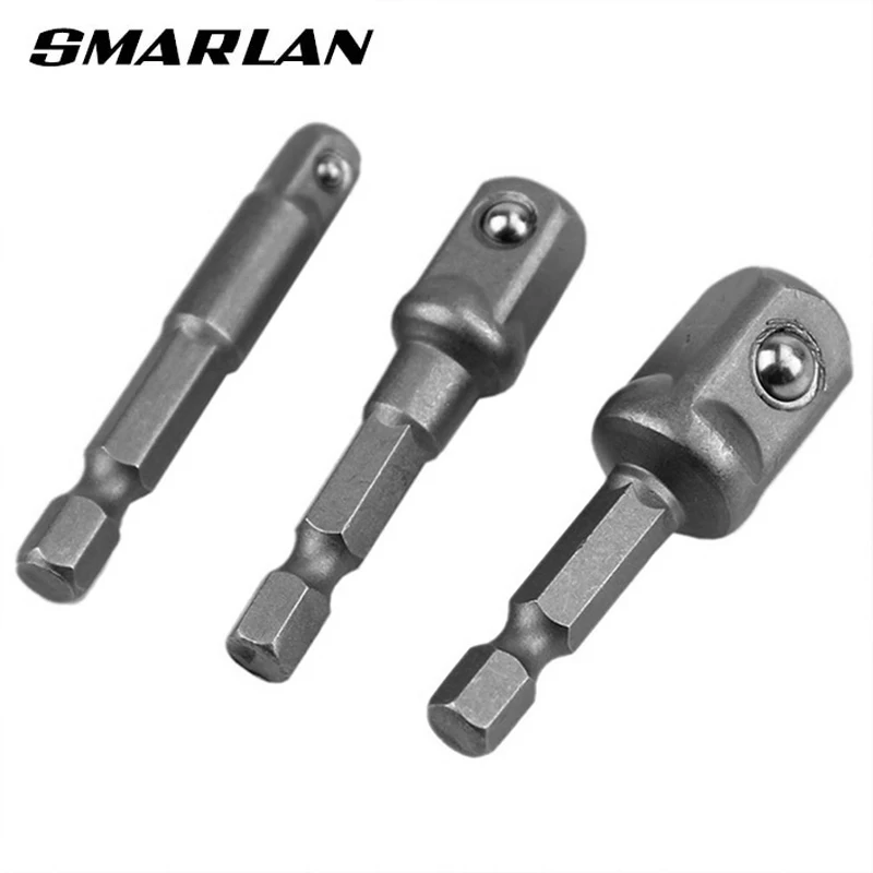 SenNan 3pc Chrome Vanadium Steel Socket Adapter Set Hex Shank 1/4\