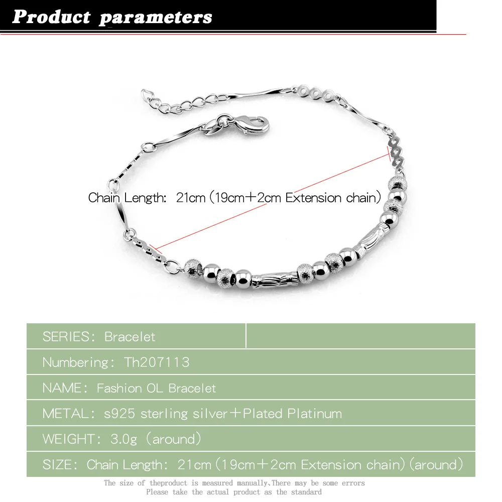 925 Sterling Silver Bracelet for Women's Vintage Handmade Hand Catenary Kpop Cute Luxury Jewelry For Lover Friend Women view 2