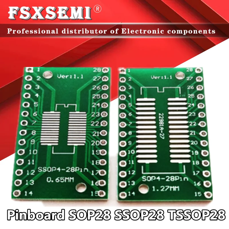 

5pcs Pinboard SOP28 SSOP28 TSSOP28 to DIP28 Adapter Converter PCB Transfer Board 0.65MM 1.27MM PCB adapter