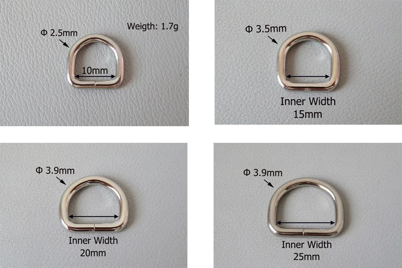 10mm 12mm 15mm 20mm 25mm 32mm Metal D Rings Buckle For Bag Backpack Straps Belt Pet Cat Dog Collar Clasp DIY Sewing Accessory