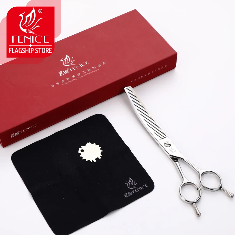 Imagem -06 - Fenice Curvo Thinning Scissors Pet Dog Grooming Shears Bichon Dog Shears Fluffy e Traceless Taxa de Desbaste 50 55 6.5 7.5