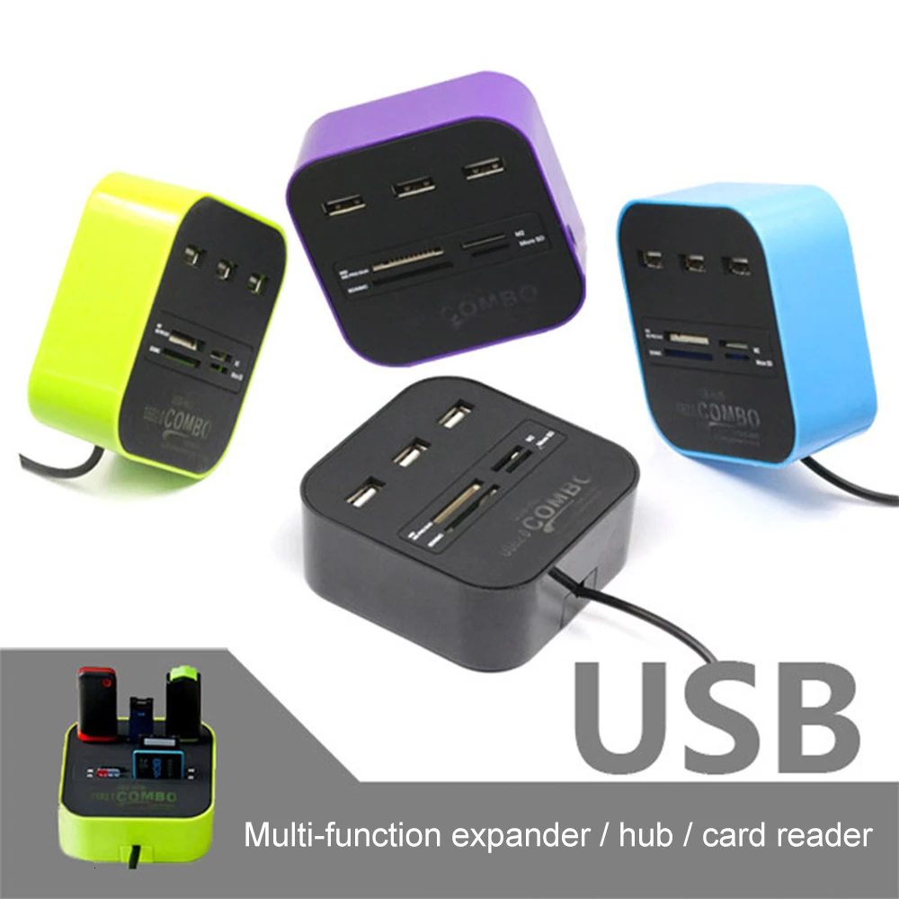 

USB HUB 3.0 Multi 4 7 Port Combo Expander Mini Square USB Hab Splitter Support SD/TF Card Reader For PC Laptop Macbook Air