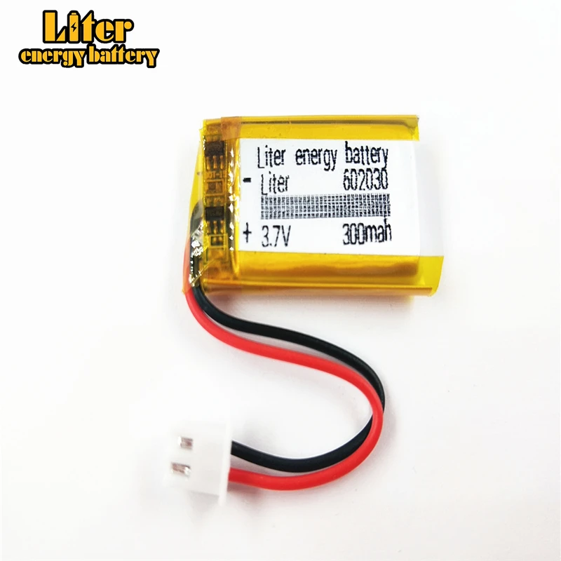 XHR-2P 2.54 300mAh 602030 3.7V lithium polymer battery, Bluetooth MP3 wireless card audio recorder