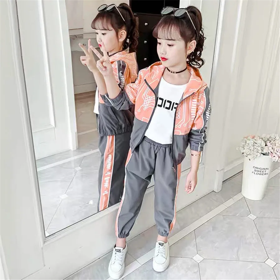 Girls Clothing Sets Teenage Autumn Tracksuit Kids Plus Size Sportswear Girls Suit Costume Sports Suits 6 8 10 12 years olds