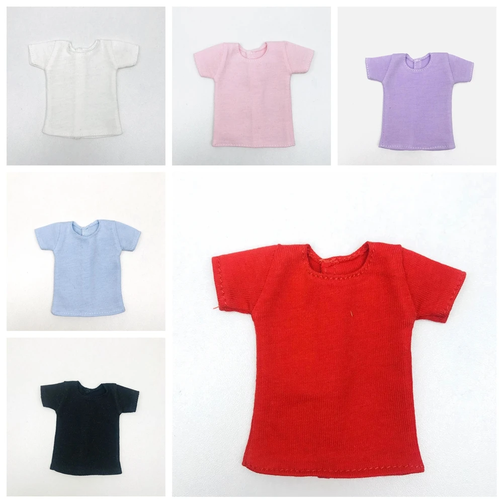 New 1PCS barbies women Clothes  Pure Color Short T-shirt white/black/red/pink T-shirt for barbis Dolls Accessories