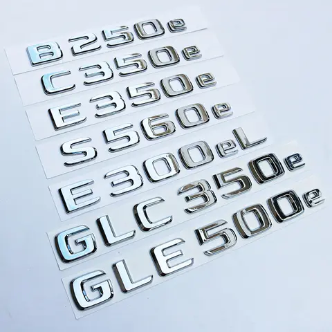 자동차 트렁크 가스 전기 하이브리드 스틱 크롬 문자 번호 엠블럼, B250e C300e C300eL C350e GLC350e GLE500e