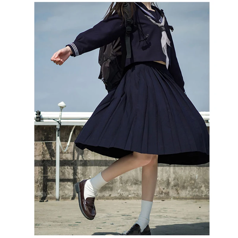 Uniforme de escuela secundaria japonés coreano para niñas, traje de marinero, trajes universitarios formales, conjuntos de moda dulce Jk, falda larga media corta, otoño