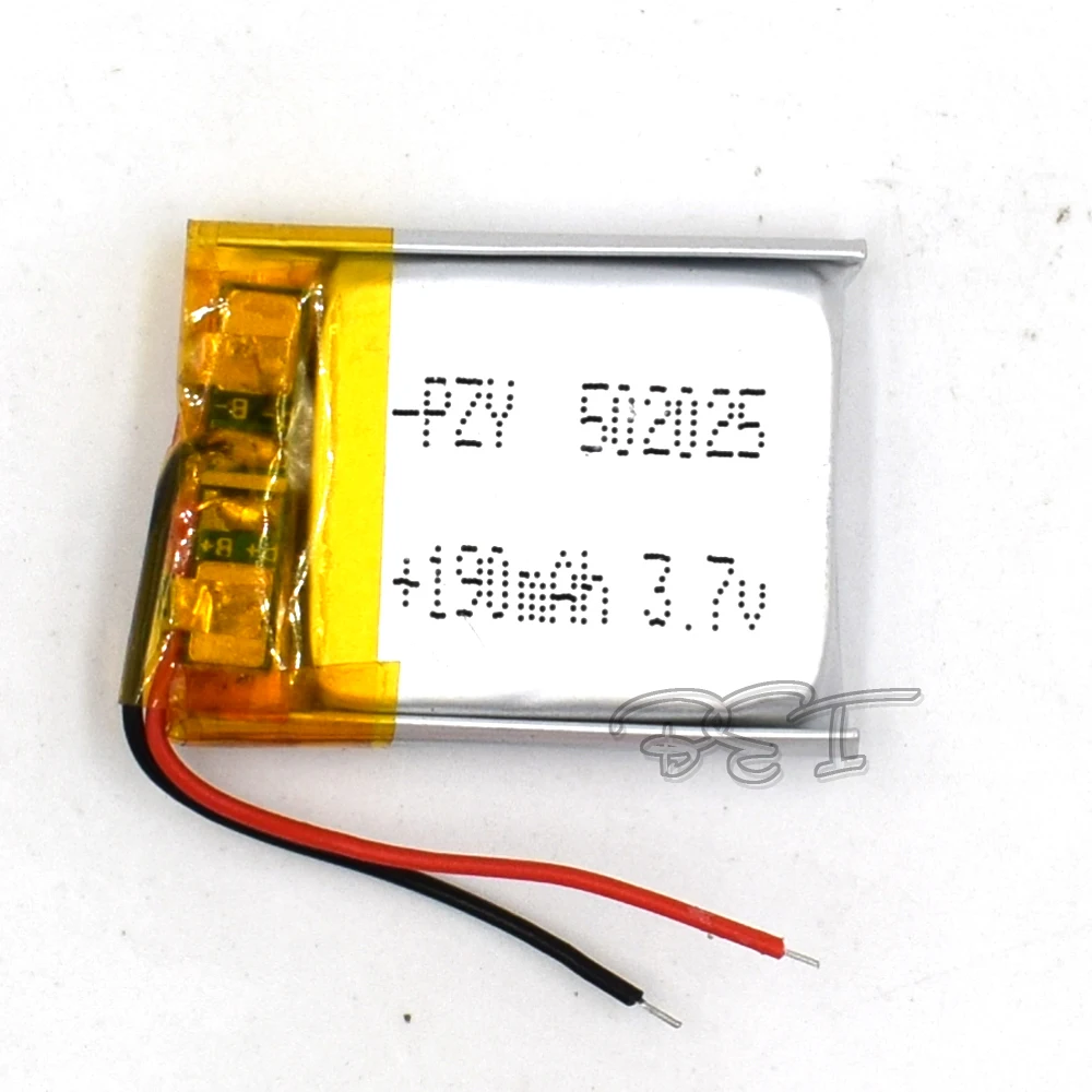 10 unidades 3,7 V 502025   com placa protetora 190mAh bateria de polímero de lítio recarregável para navegação PSP Ebook core Li-ion Cell