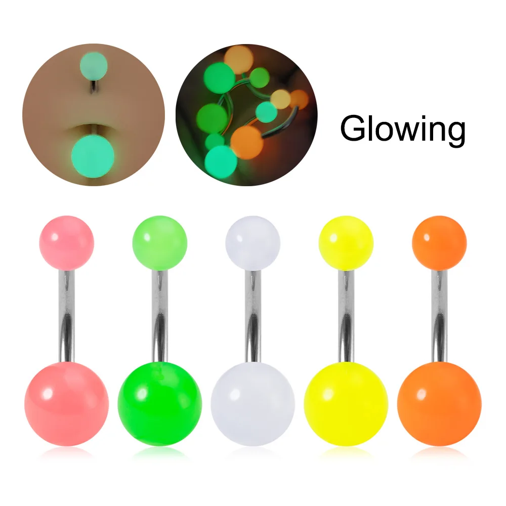 5pcs Candy Colour Acrylic Belly Button Rings, Body Piercing
