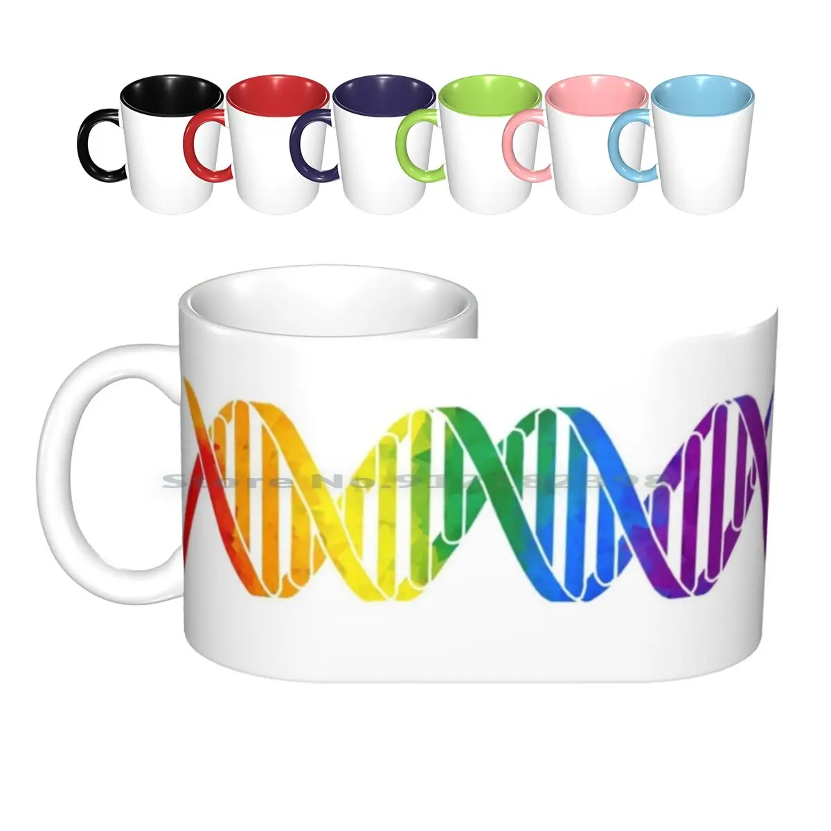 Rainbow Double Helix Ceramic Mugs Coffee Cups Milk Tea Mug Science Stem Dna Helix Double Helix Molecular Biology Biology Pride