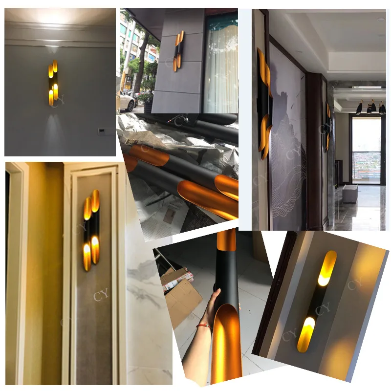 NEW Replica Delightfull Coltrane Wall light lamp LED aluminum pipe wing 2 lights black golden E27 wall lamp light sconce