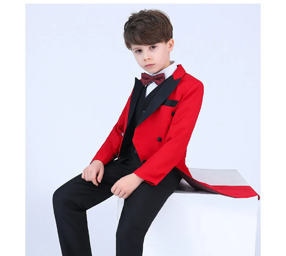 Boys 'Kleding Kids Lange Suits Knappe Lange Mouwen Kleding Set Custom Made 3 Stuks Wedding Suits (Jas + Broek + Vest)