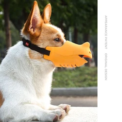 Pet Dog Muzzle Rhino-shaped Muzzle Anti-barking and Anti-bite Pure Silicone Small and Medium-sized Dogs Mouth Blocking Tool