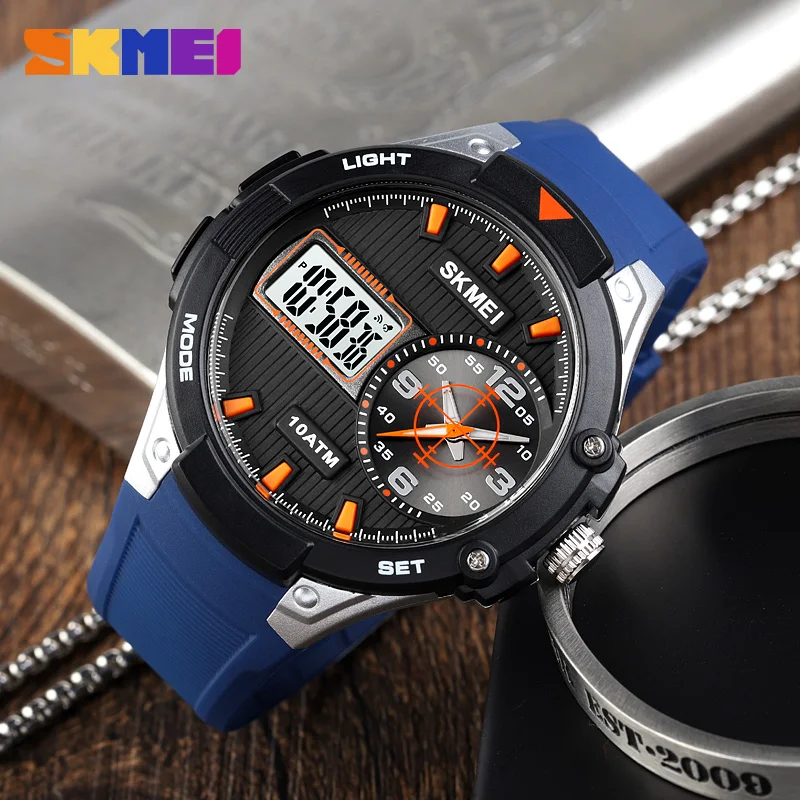 SKMEI-relojes digitales para hombre, pulsera con pantalla Led semanal, resistente al agua, con alarma, para negocios, 2021