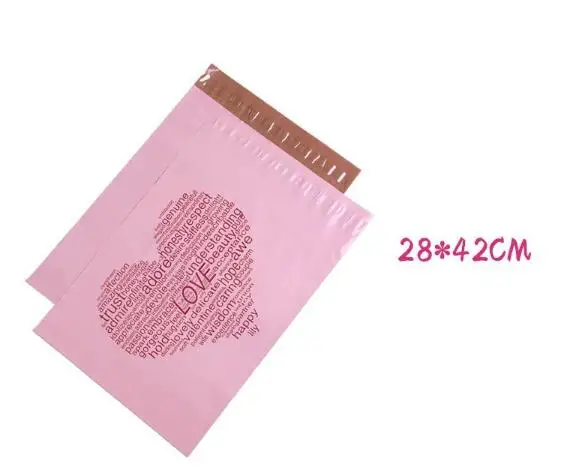 300pcs/lot Pink Love Self-seal Adhesive Courier bags Storage Bags Plastic Poly Envelope Mailer Postal Shipping Mailing Bags