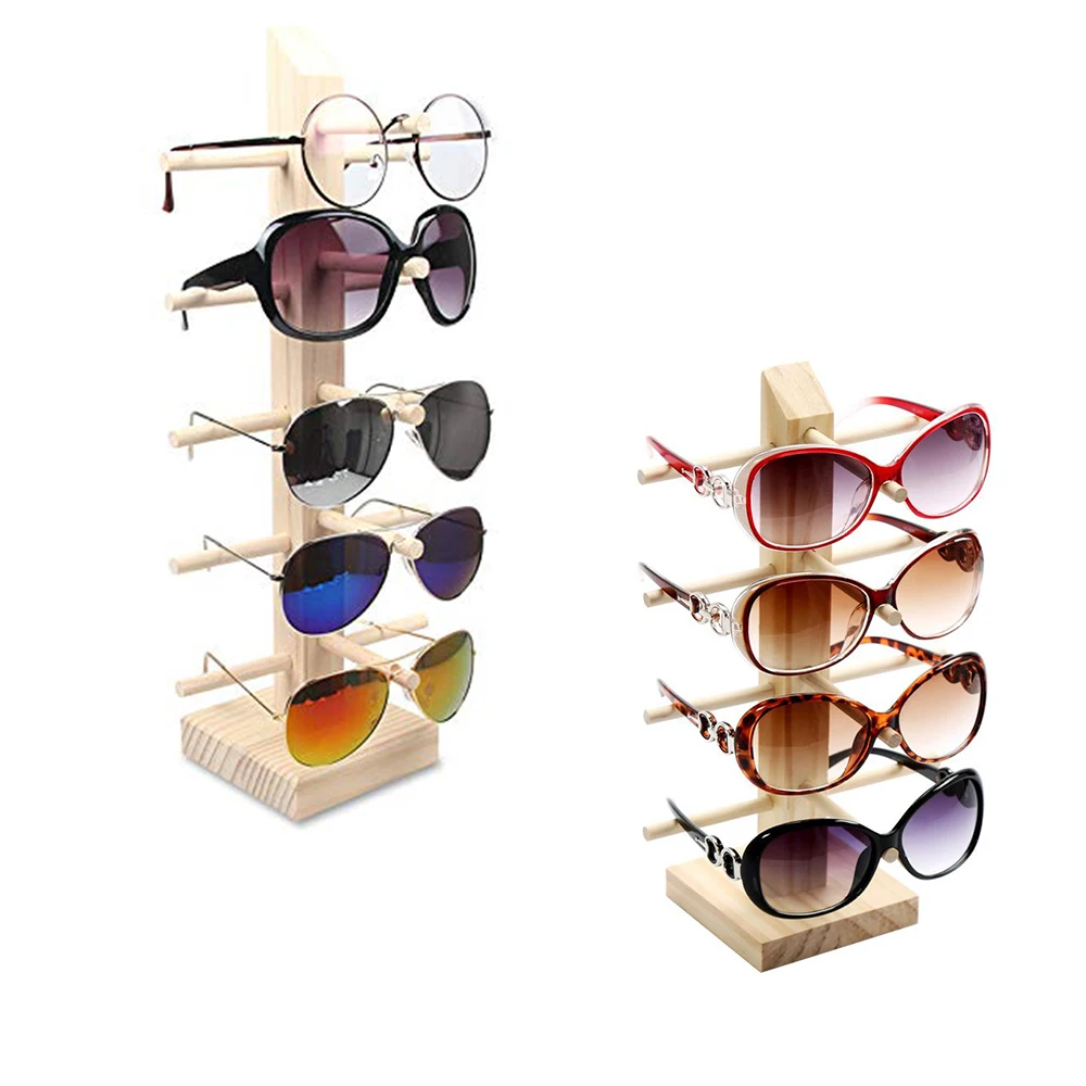 Sunglasses Display Stand Retail Tabletop Wood Eyeglass Eyewear Rack Shelf Holder Organizer For Men Women Store Exhibit  Showcase