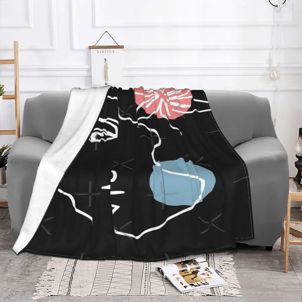 Cara abstracta con colores y Manta, para cama colcha, manta a cuadros de Anime, manta doble, colchas de verano