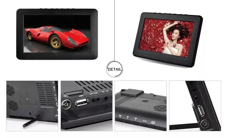 LEADSTAR 7นิ้วแบบพกพามินิทีวีเข้ากันได้กับATSC H265/Hevc Dolby Ac3 Atsc Tถอดรหัส800X480สนับสนุนTF Card USB