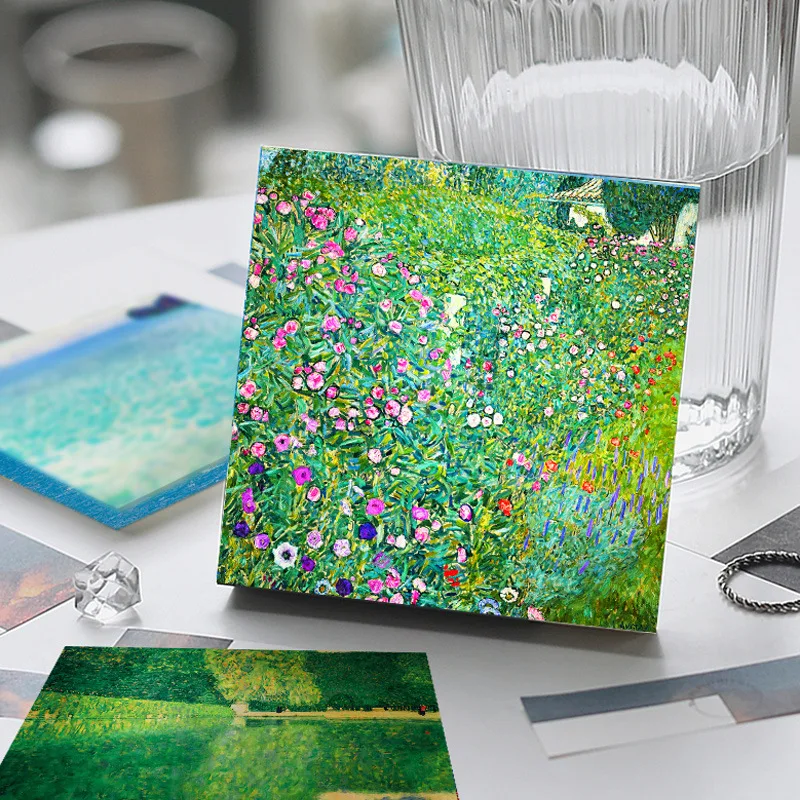 50 Sheets/Set Gustav Klimt Series Sticky Note Green Forest Oil Painting Memo Pads Creative Stationery Office Supplies